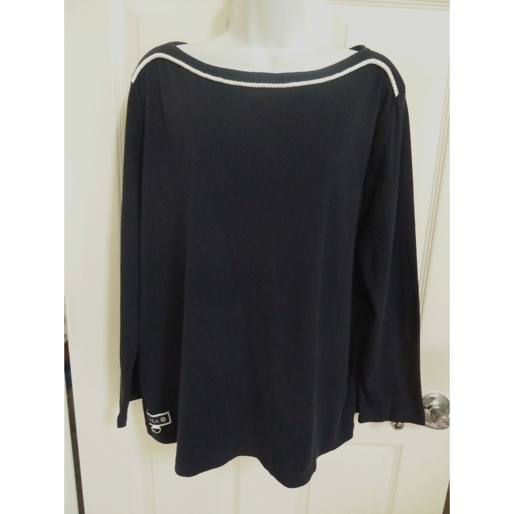 LAUREN RALPH LAUREN Plus Sz 2X Nautical Corded Pullover Boatneck Top Coastal